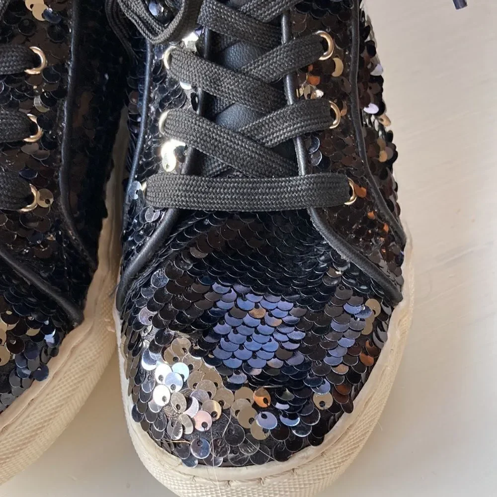 Kidpik Black Sequin Hightop Sneakers Size 3
